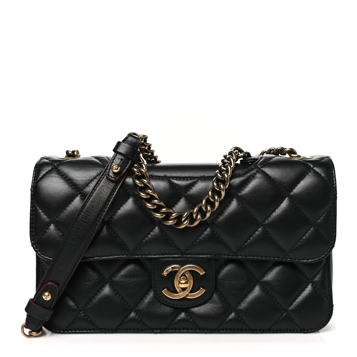Chanel Glazed Calfskin Quilted Medium Perfect Edge Flap Black 1737375 | FASHIONPHILE (US)