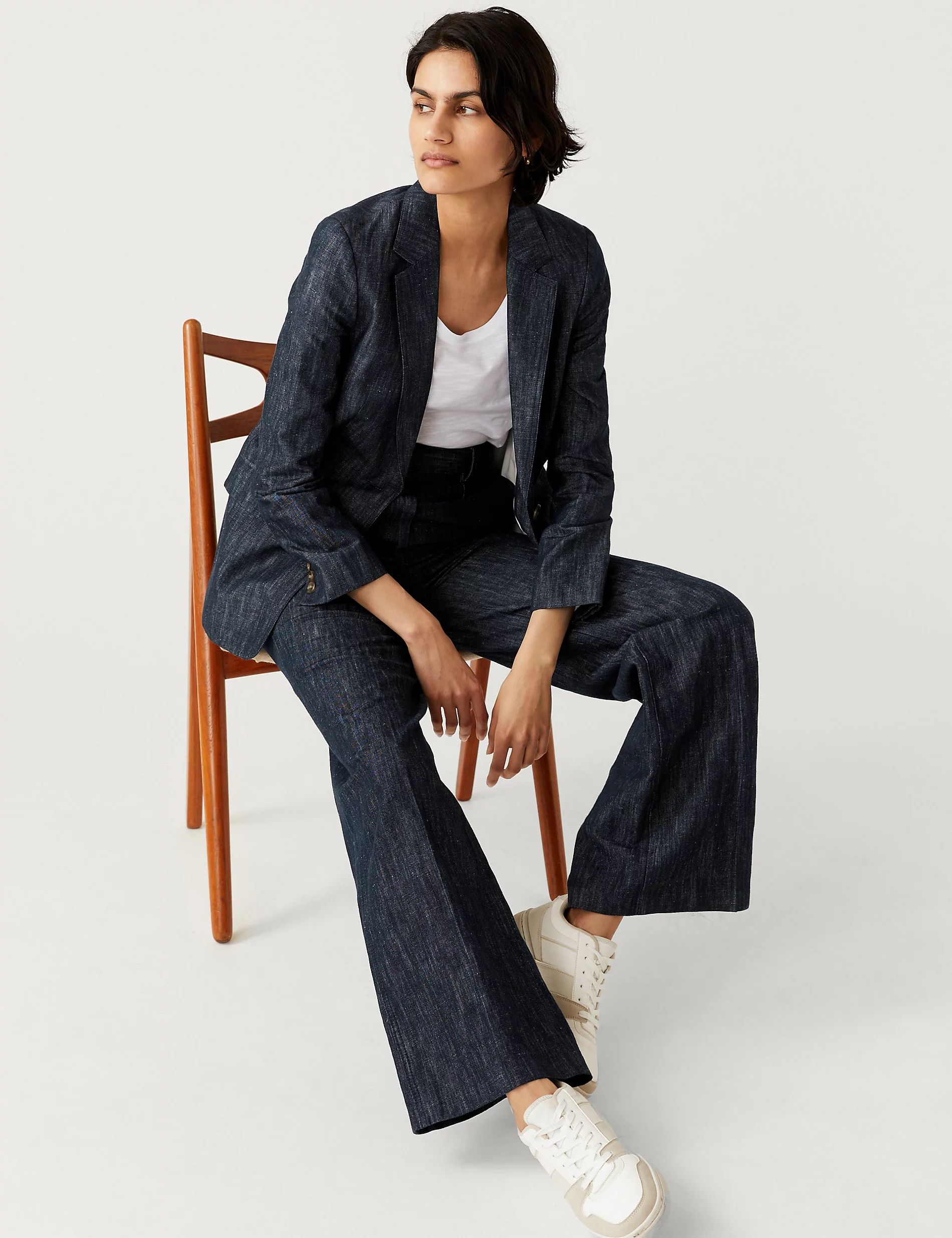 Cotton Rich Wide Leg Trousers | Marks and Spencer AU/NZ