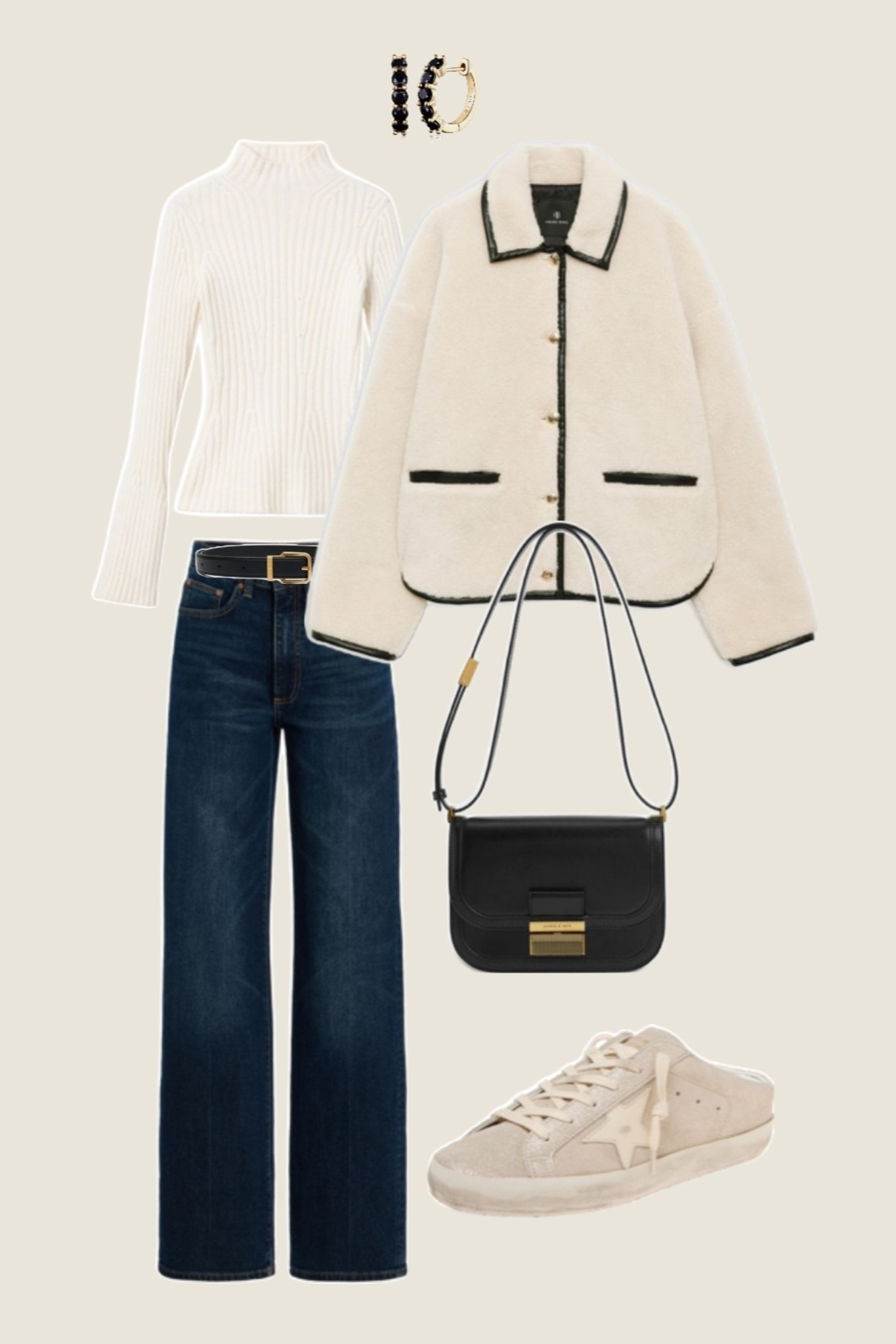 neutral fall outfit, brown suede jacket outfit, dark denim jeans, cream jacket outfit, chic fall outfit ideas, classic neutral fashion, elevated casual outfit, timeless wardrobe staples, polished everyday look, capsule wardrobe fall