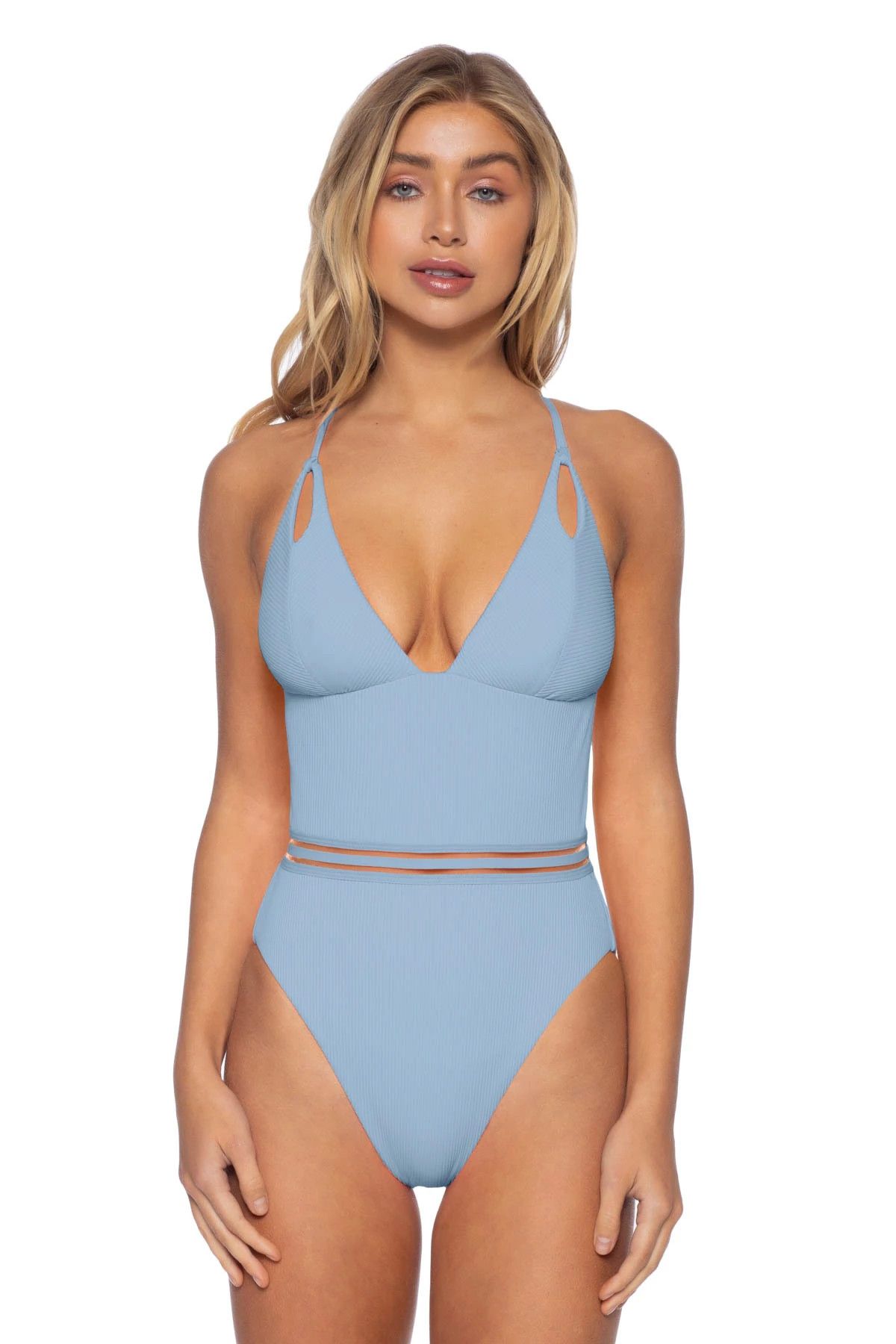 Chambray Over The Shoulder One Piece Swimsuit | Everything But Water