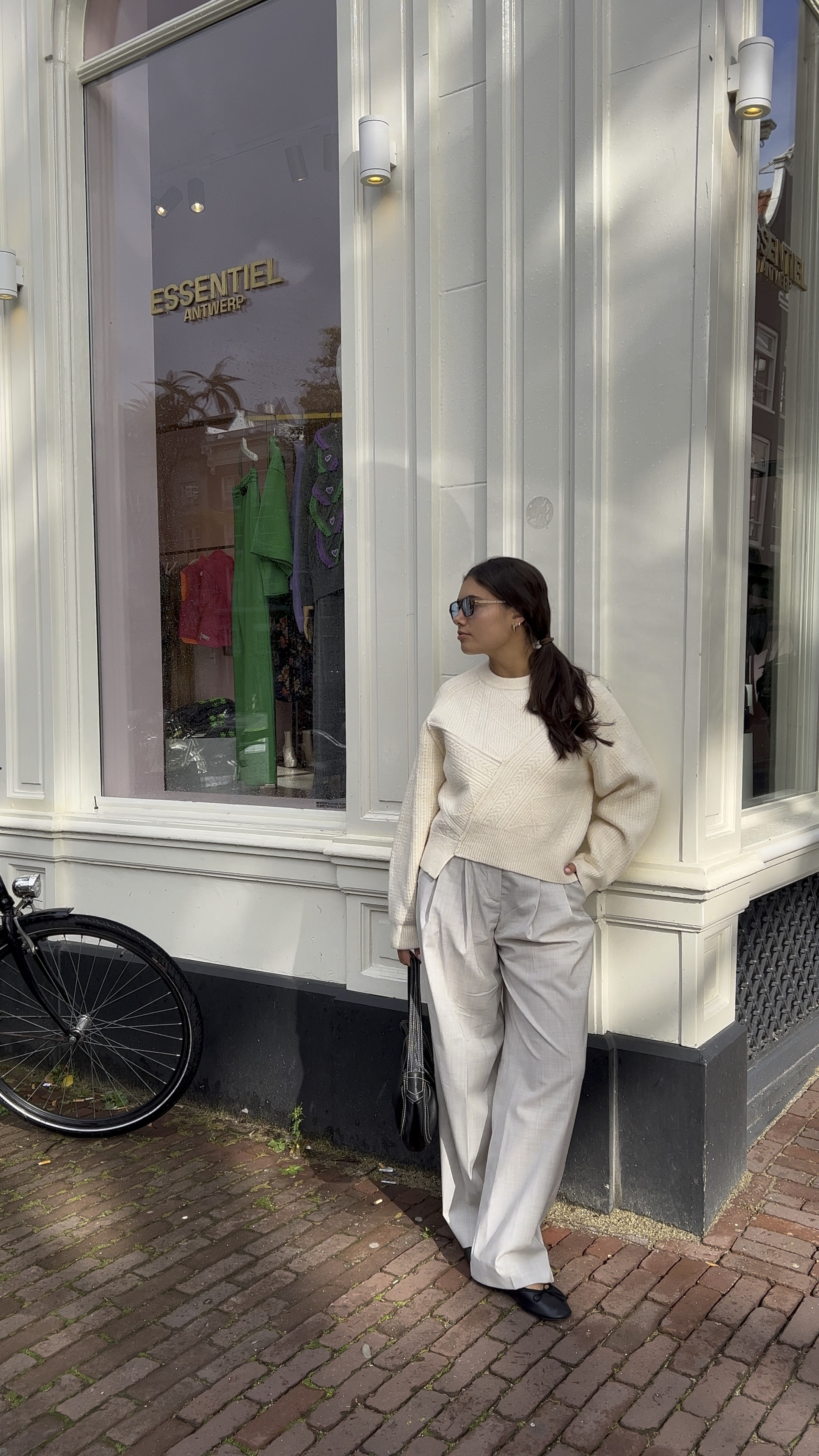 Pants size 36, they fit large.

outfit inspiration, winter style, COS, wide leg tailored wool trousers, light beige trousers, Mango, knitted crew neck sweater, Our Legacy square frame sunglasses, Nederland.

#LTKstyletip #LTKeurope #LTKSeasonal