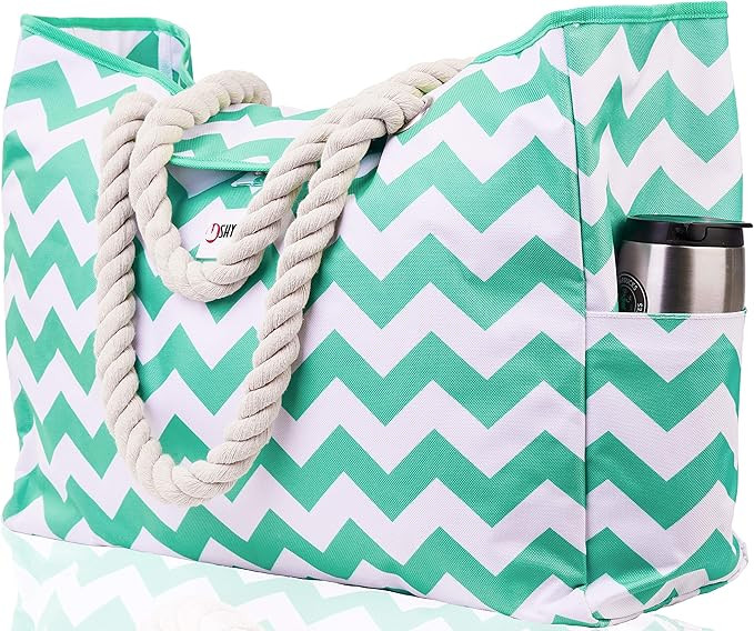 Beach Bag XXL (HUGE). 100% Waterproof. L22"xH15"xW6". Rope Handles, Top Magnet Clasp, Two Outside... | Amazon (US)