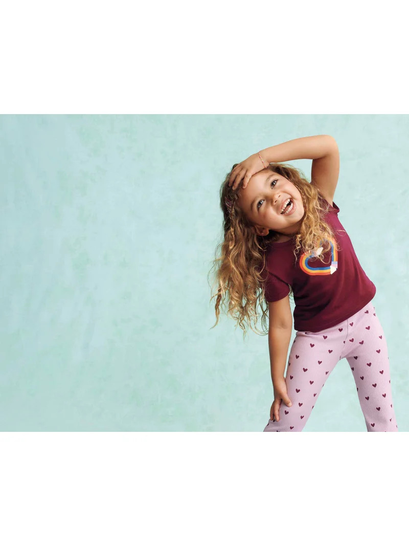 Wonder Nation Toddler Girls' Ribbed Flare Leggings, Sizes 18M-5T | Walmart (US)