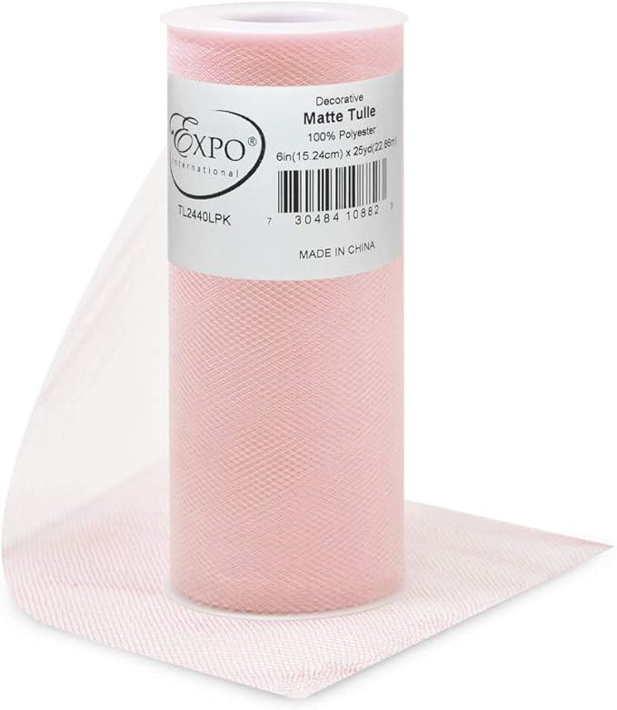 Expo International Decorative Matte Tulle Spool of 6 Inch X 25 Yards | Light Pink | Amazon (US)