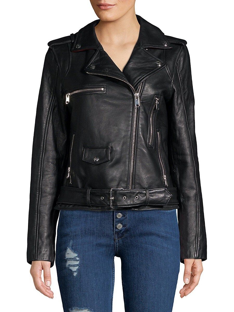 Sam Edelman Women's Leather Moto Jacket - Black - Size L | Saks Fifth Avenue OFF 5TH