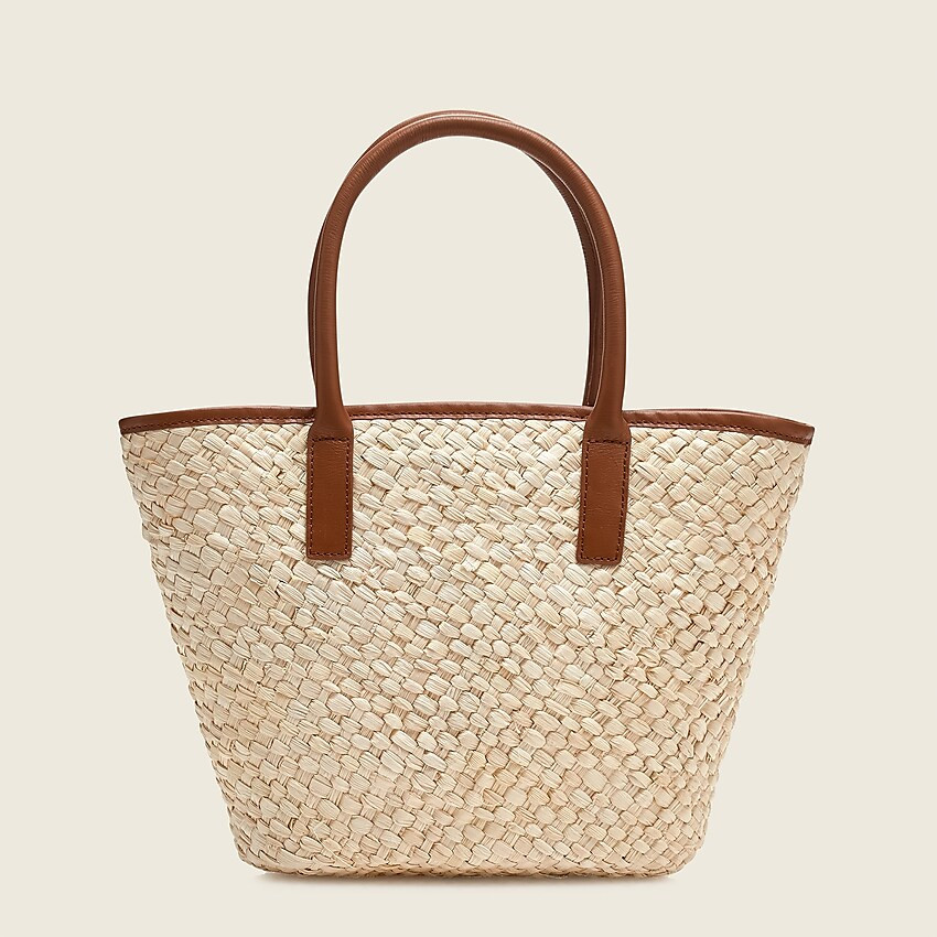 Woven tote with leather trim | J. Crew US
