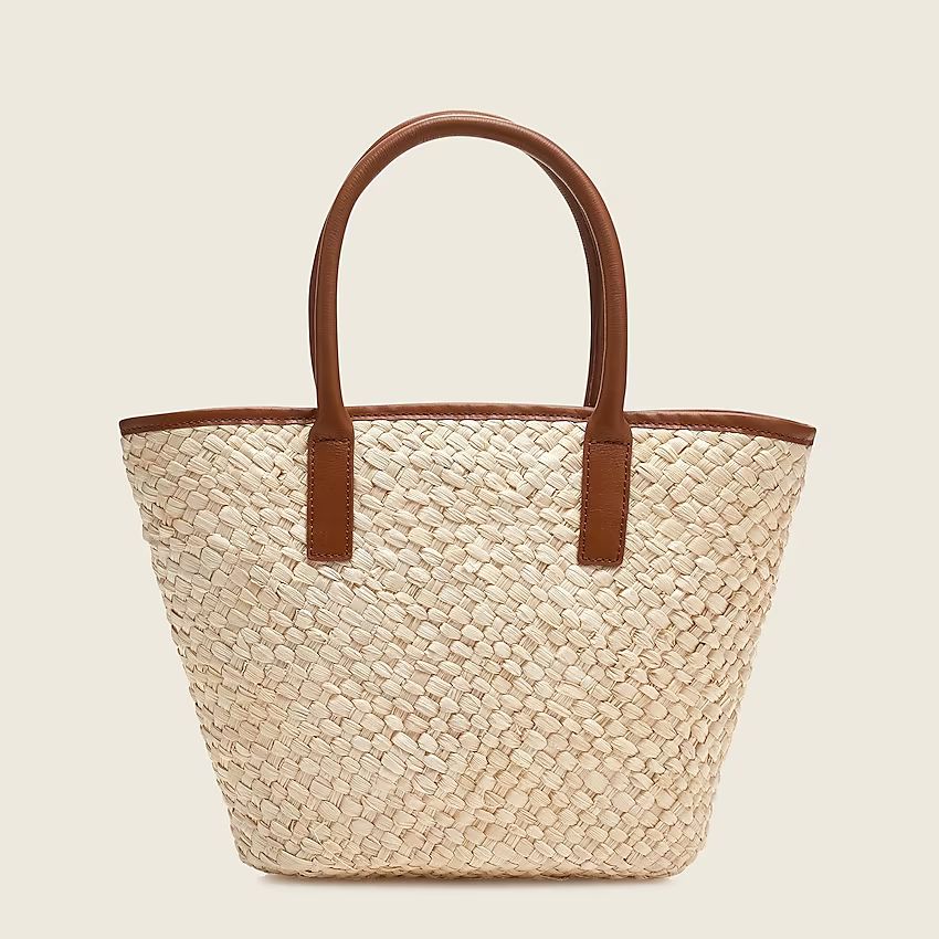 Woven tote with leather trim | J.Crew US