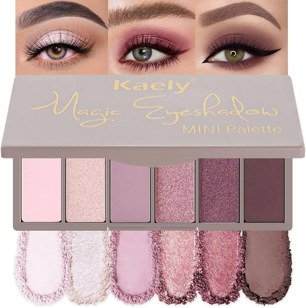 evpct 6 Colors Pink Eyeshadow Palette, Nude Pink Plum Mauve Champagne Rose Orchid Wine Red Glitte... | Amazon (US)