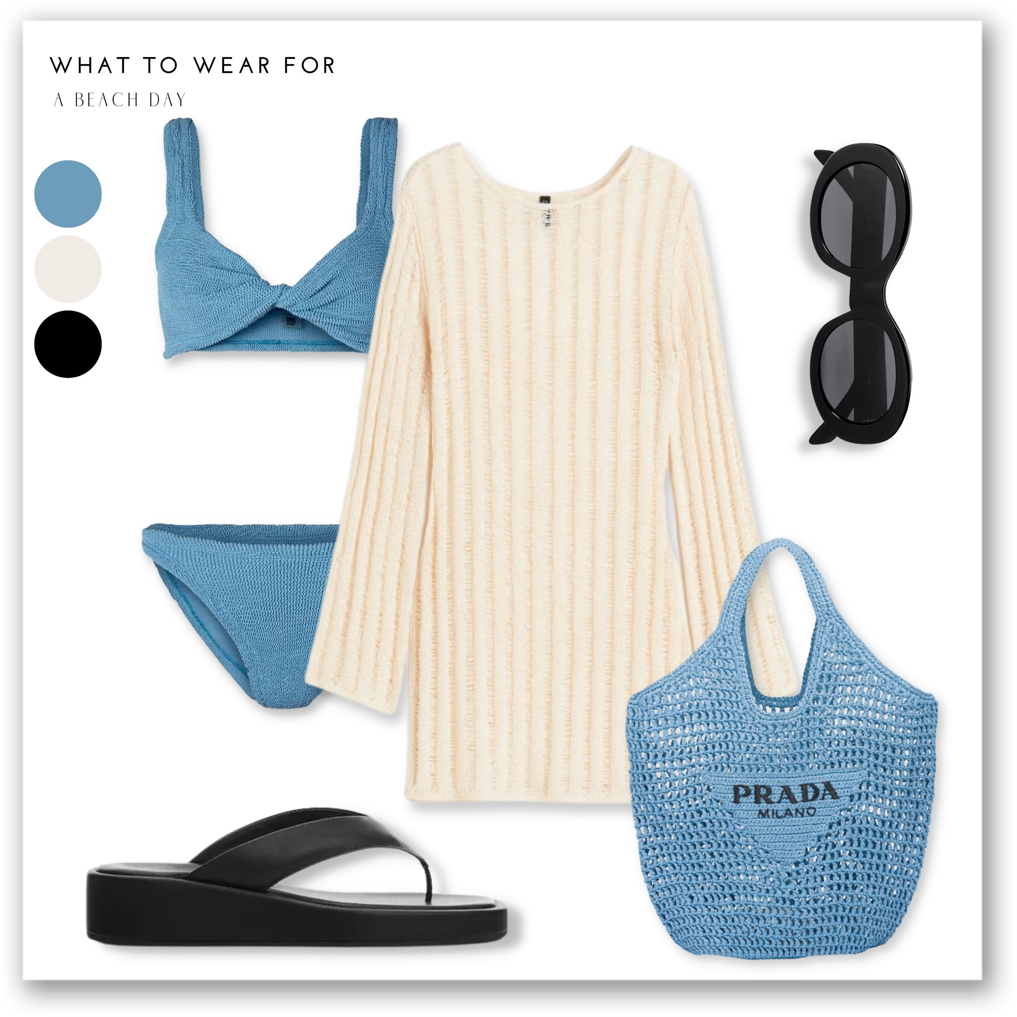 A chic beach look 🏝️ 

Hunza g bikini, blue Prada beach bag, black sunglasses, mango flip flops, textured knit crochet beach dress 

#LTKeurope #LTKswim #LTKSeasonal