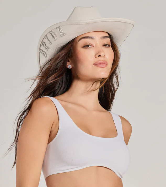 Rhinestone Faux Pearl Bride Cowboy Hat | Windsor Stores