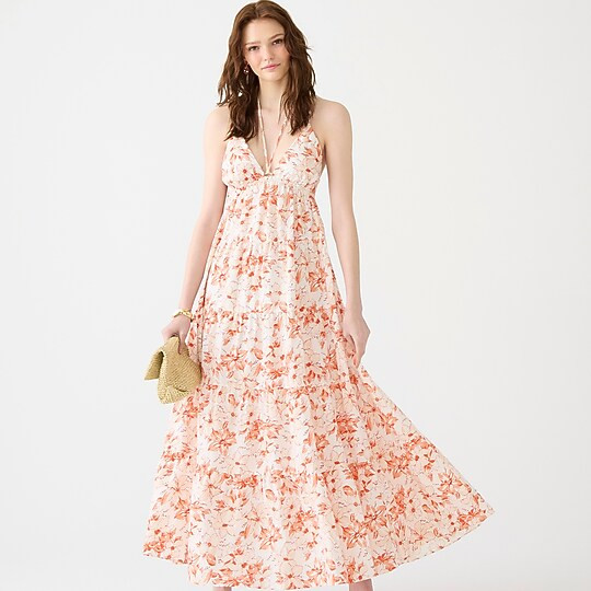 Strappy linen maxi dress in breezy blooms | J. Crew US