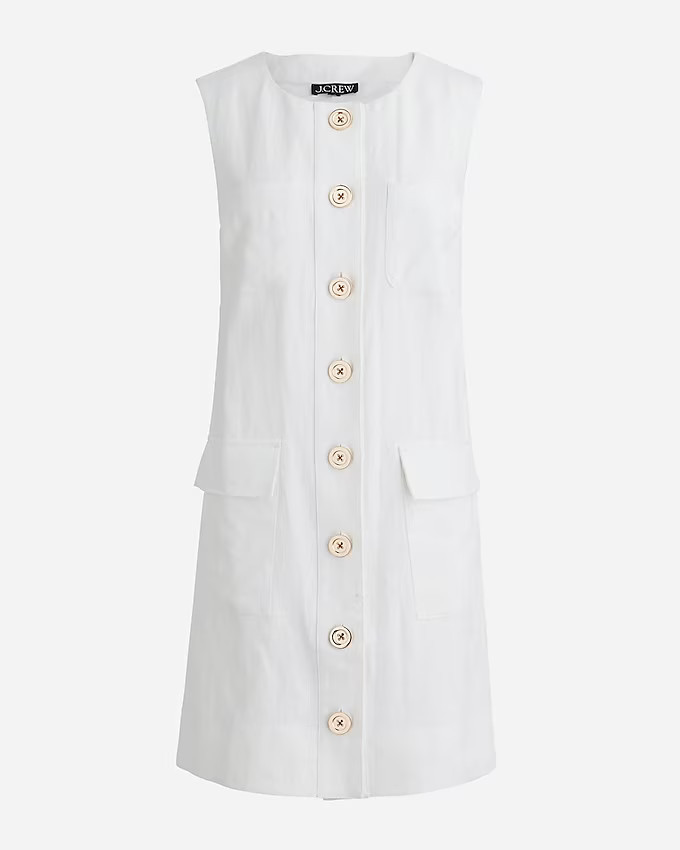 Button-front shift dress in linen | J. Crew US
