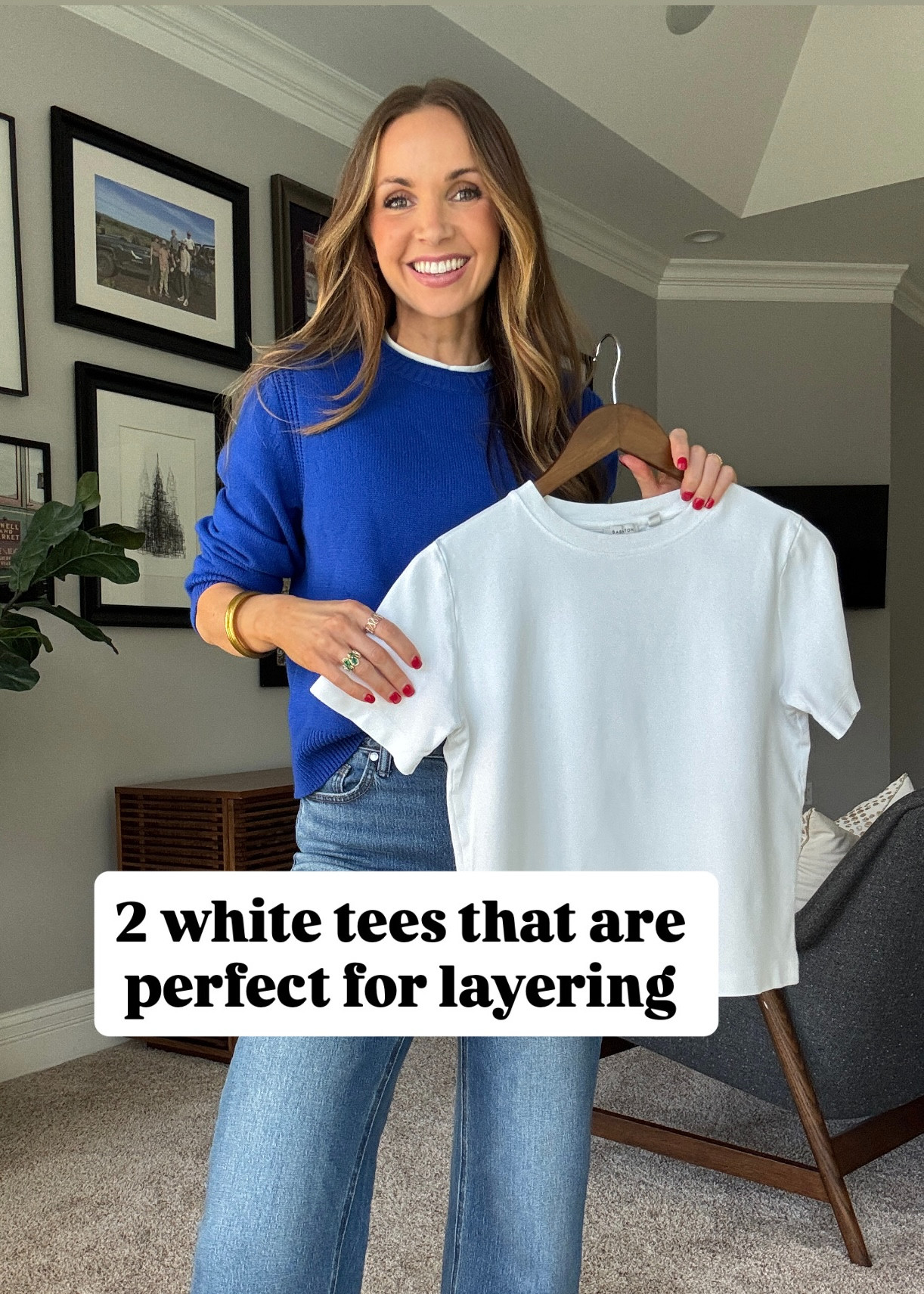 Two tees I’m loving for layering! Both are completely NOT see through and perfect on their own as well
@Pumiey tee: size S
@Aritzia  tee: size XS
Wearing with a @Walmart  sweater (S) , @Quince jeans (26 short) + @Anthropologie loafers.