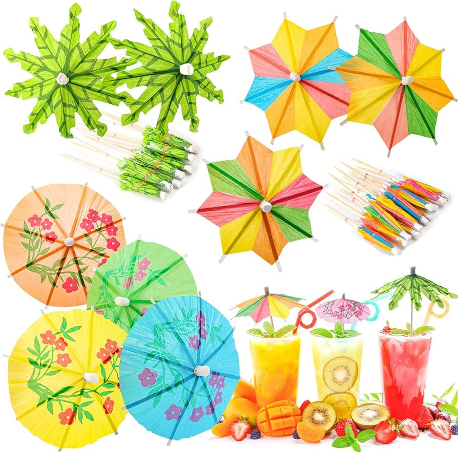 Drink Umbrellas Cocktail Picks, 152 Pcs Hawaiian Cocktail Umbrellas,Umbrella Cocktail Picks for T... | Amazon (US)