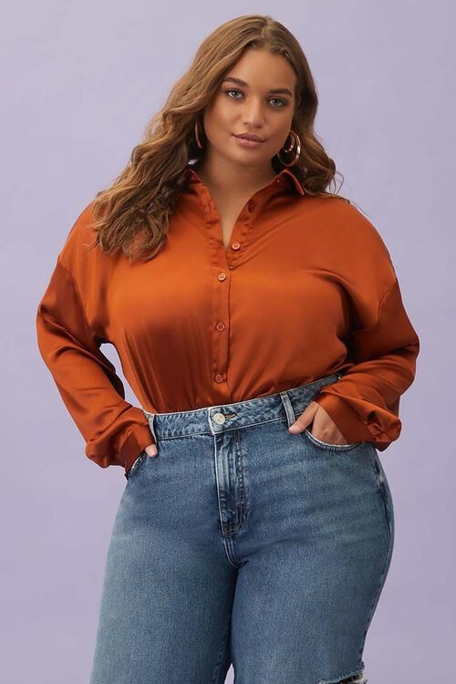 Plus Size Satin Shirt | Forever 21 (US)