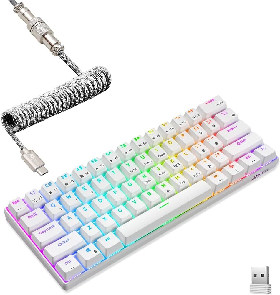 RK ROYAL KLUDGE RK61 60% Mechanical Keyboard with Coiled Cable, 2.4Ghz/Bluetooth/Wired, Bluetooth... | Amazon (US)