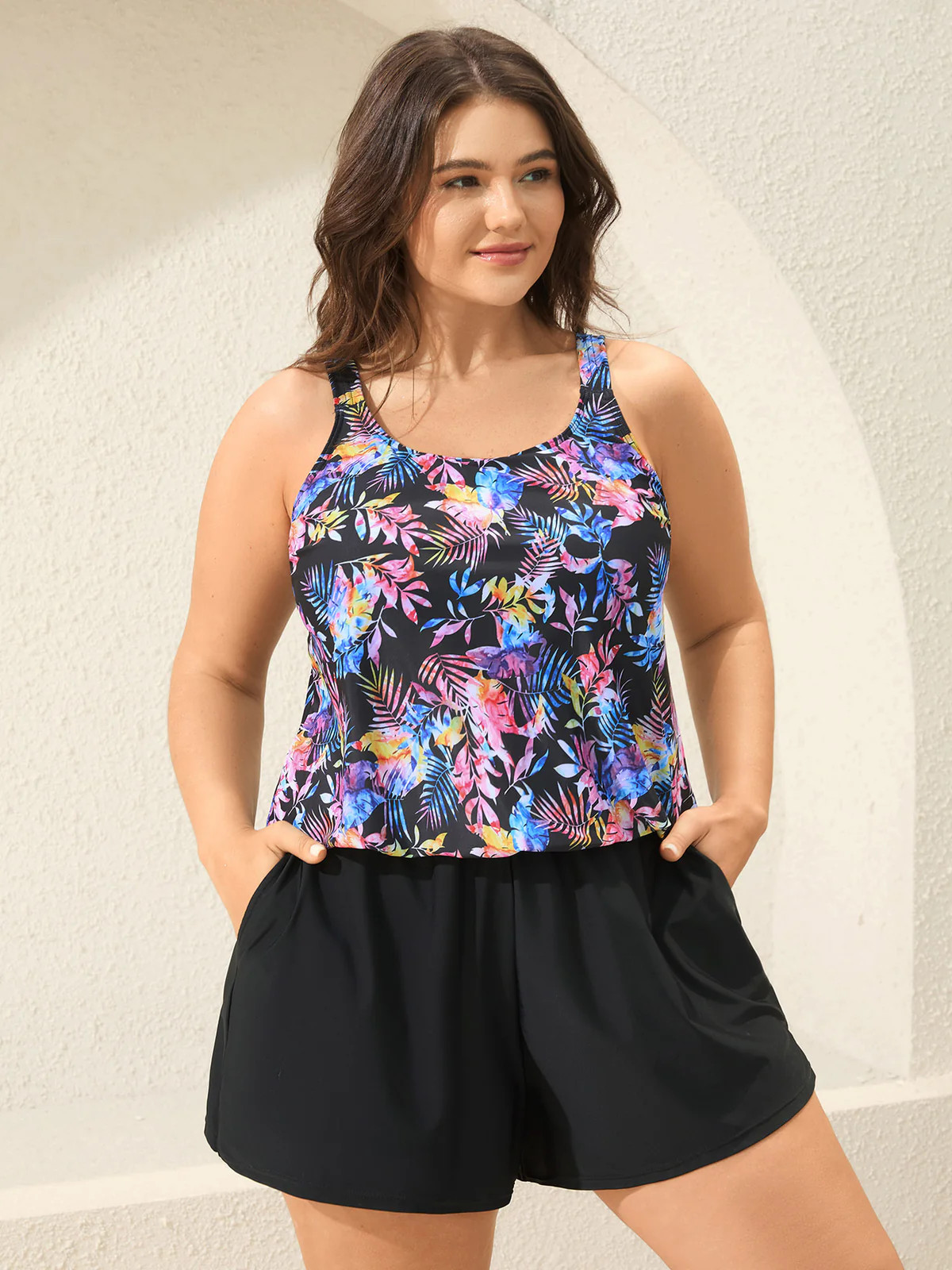 Tropical Print Slit One-Piece Swimsuit | Bloomchic