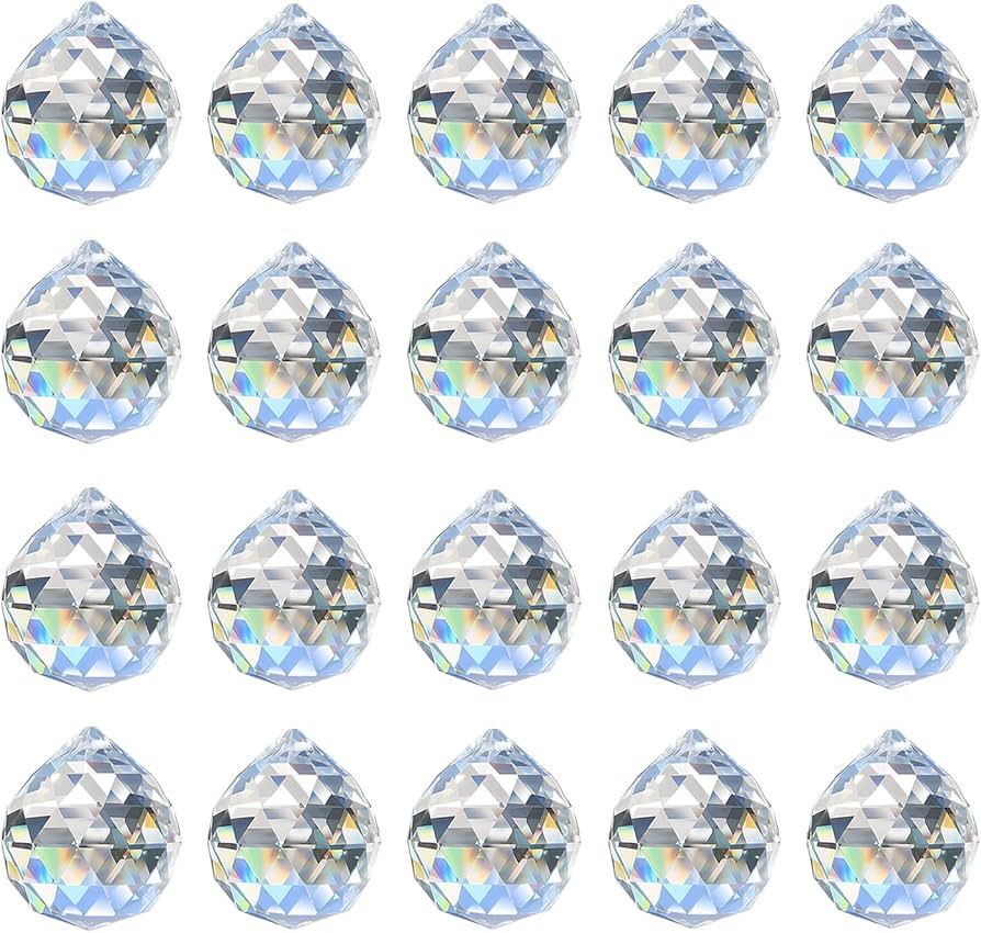 MerryNine 20Pack Crystal Ball 0.8"/20mm Prism Sun Shine Catcher Rainbow Pendants Maker, Hanging C... | Amazon (US)