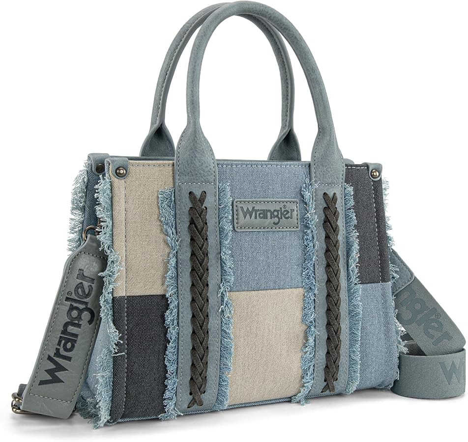 Wrangler Tote Bag for Women Canvas Woven Top Handle Handbags with Guitar Strap Retro Purse Boho S... | Amazon (US)