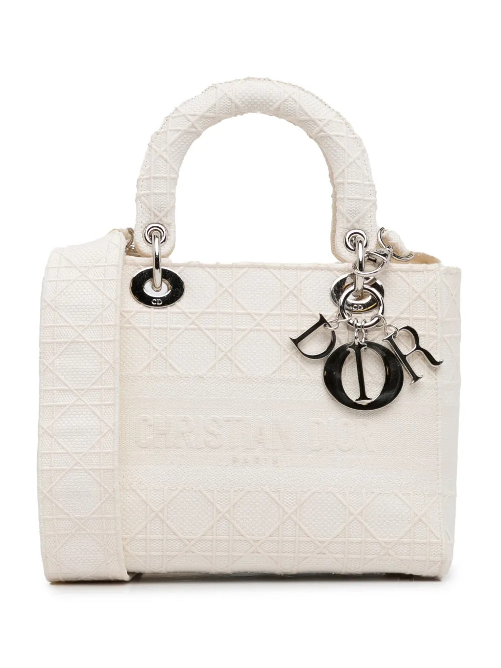 Christian Dior Pre-Owned 2020 Medium Cannage Lady D-Lite satchel - White | Farfetch Global