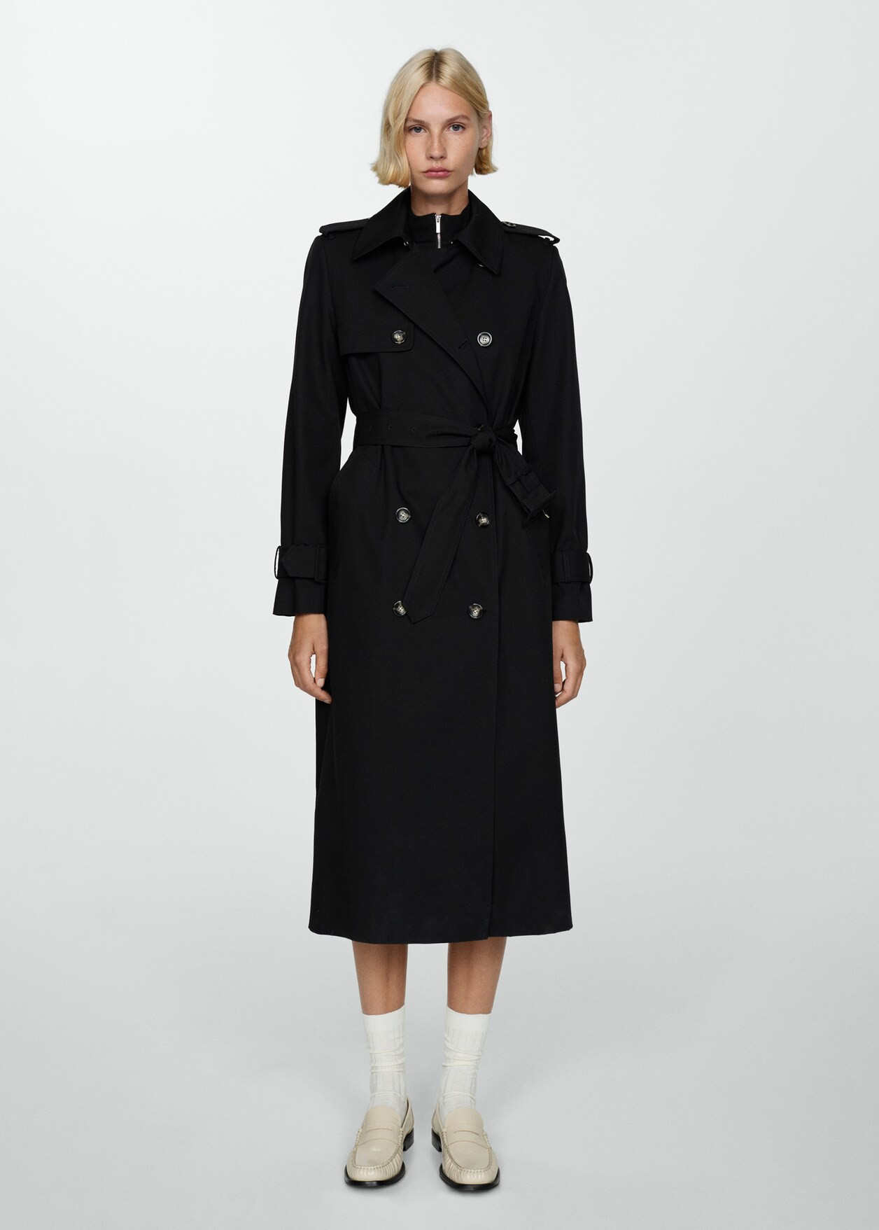 Double-breasted cotton trench coat - Women | MANGO USA | MANGO (US)
