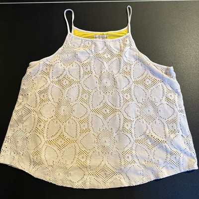 Anthropologie Crochet Lace Tank Top – White/Yellow – Size XL | eBay US