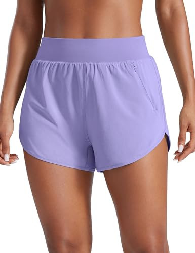 CRZ YOGA High Waisted Dolphin Shorts for Women 3" for Running Athletic Workout Gym with Zipper Pockets Liner Dark Lavender Purple X-Small | Amazon (US)