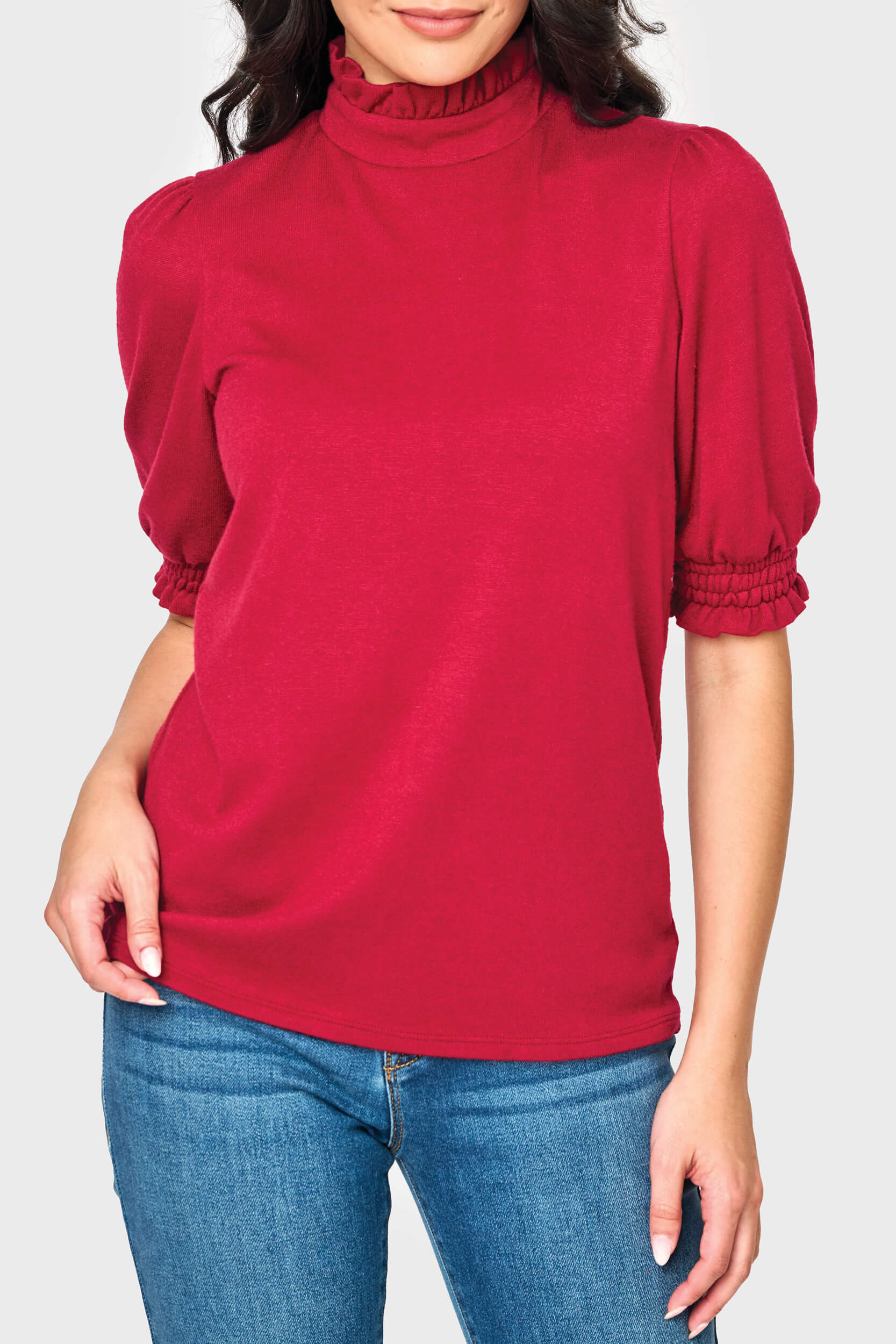 Feminine Mock Neck Luxe Sweater | Gibson