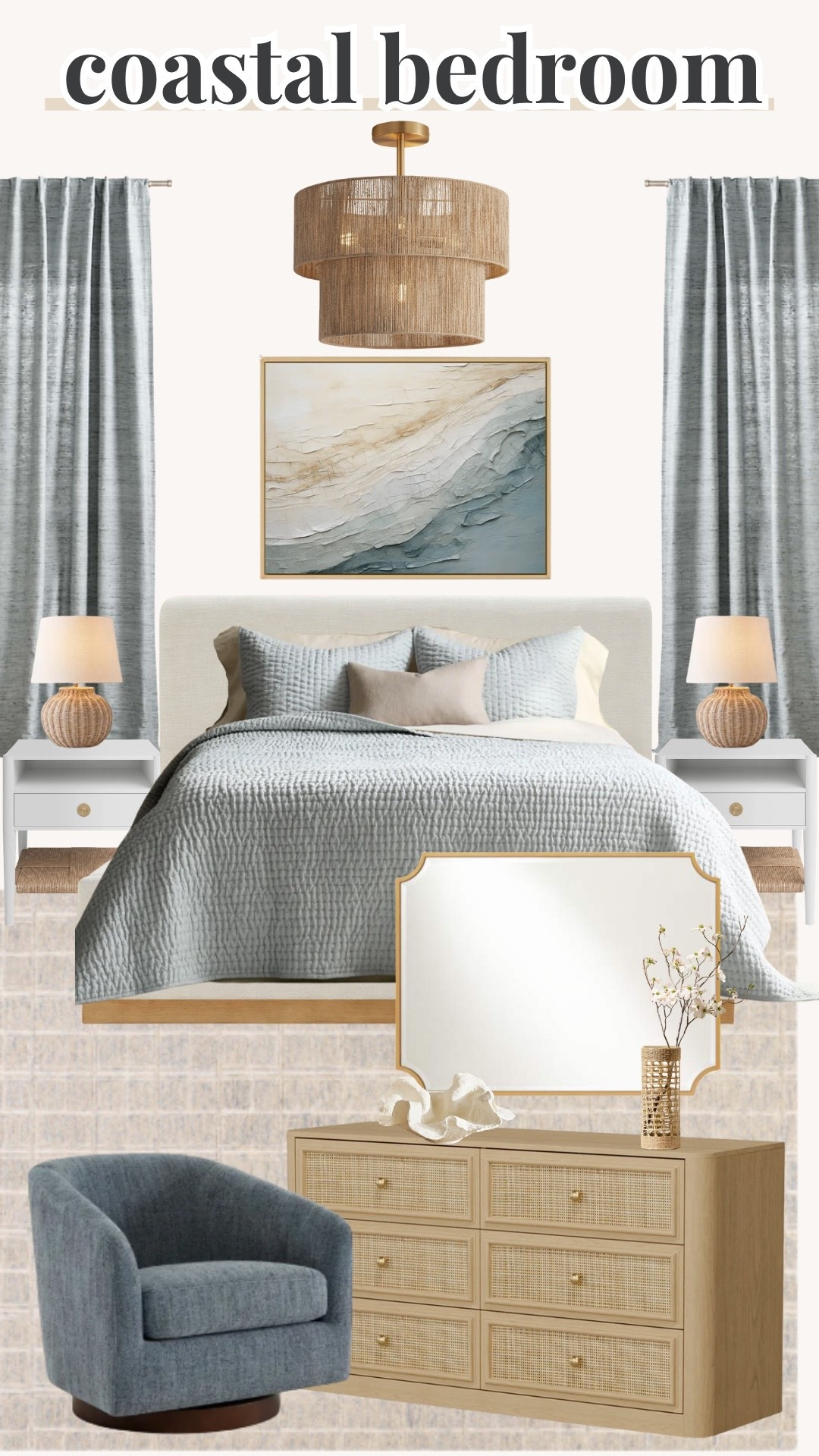 coastal bedroom, coastal bedroom decor, coastal home decor, coastal style bedroom, beachy bedroom, beach house bedroom, coastal bedding, coastal nightstands, coastal bedroom furniture, coastal decor, neutral coastal bedroom, relaxed coastal style, modern coastal bedroom, classic coastal decor, beach inspired bedroom, coastal interior design, airy bedroom decor, serene bedroom, blue and white bedroom, coastal home inspiration