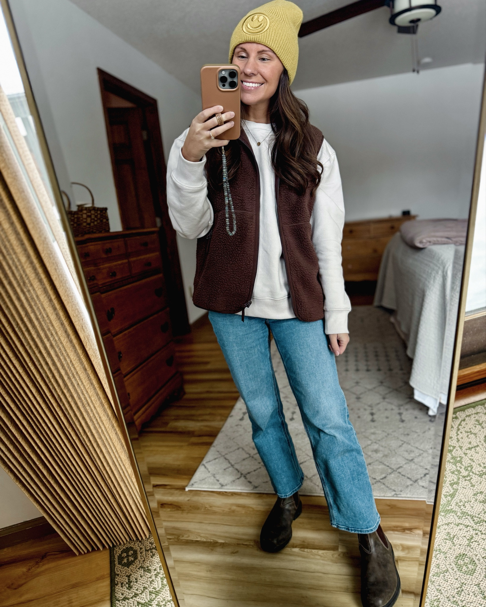 Wearing medium in my tee (has a cropped fit so I sized up), xs in my crewneck (I also own in grey and burgundy), 24 in 26” inseam in my jeans and my true size 6 in my blundstone boots! My beanie hat is sold out in yellow but available in other colors!

#LTKootd #LTKgrwm #LTKPetite
