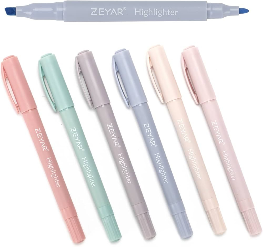 ZEYAR Cute Highlighters With Duals Tips, Cream Colors, Chisel Tip and Bullet tip, Aesthetic Highl... | Amazon (US)