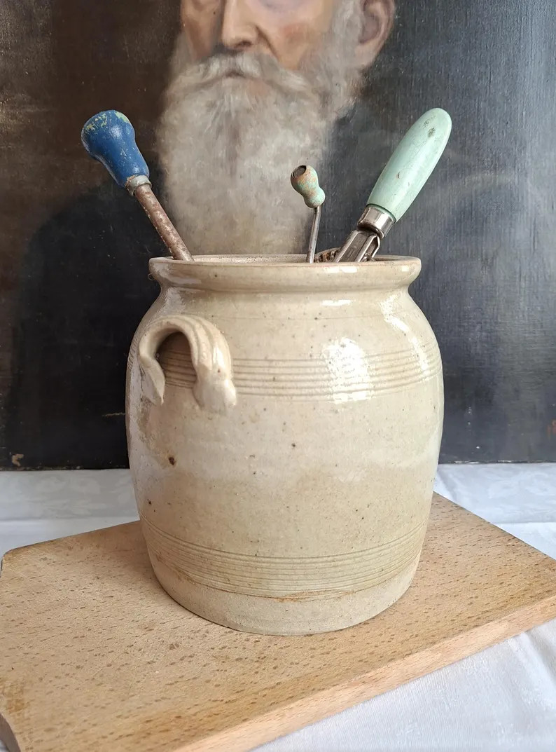 Antique Confit Container Pot, Stoneware, French Vintage Decor - Etsy | Etsy (Global)