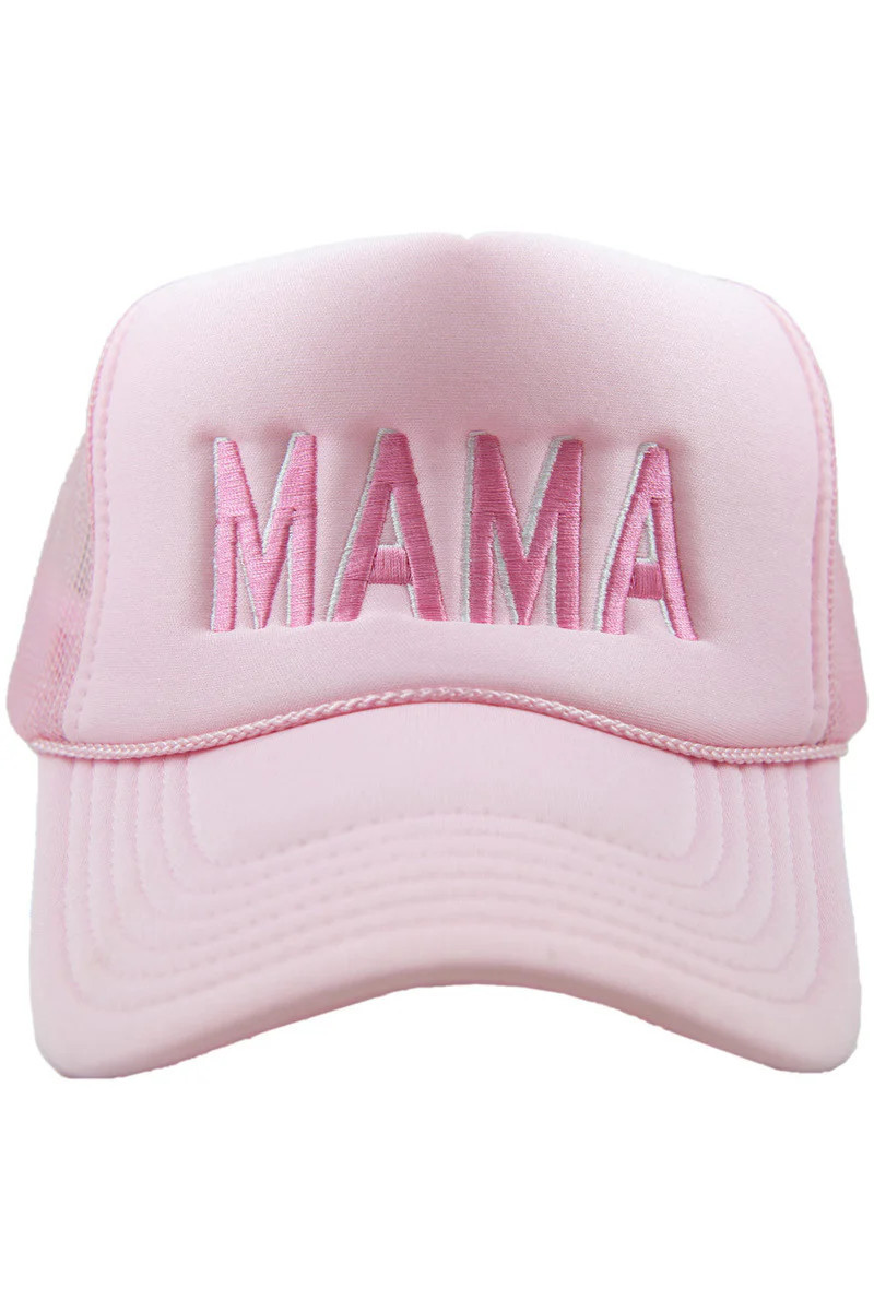 MAMA (Pink and White) Foam Snapback Hat Light Pink | Katydid.com