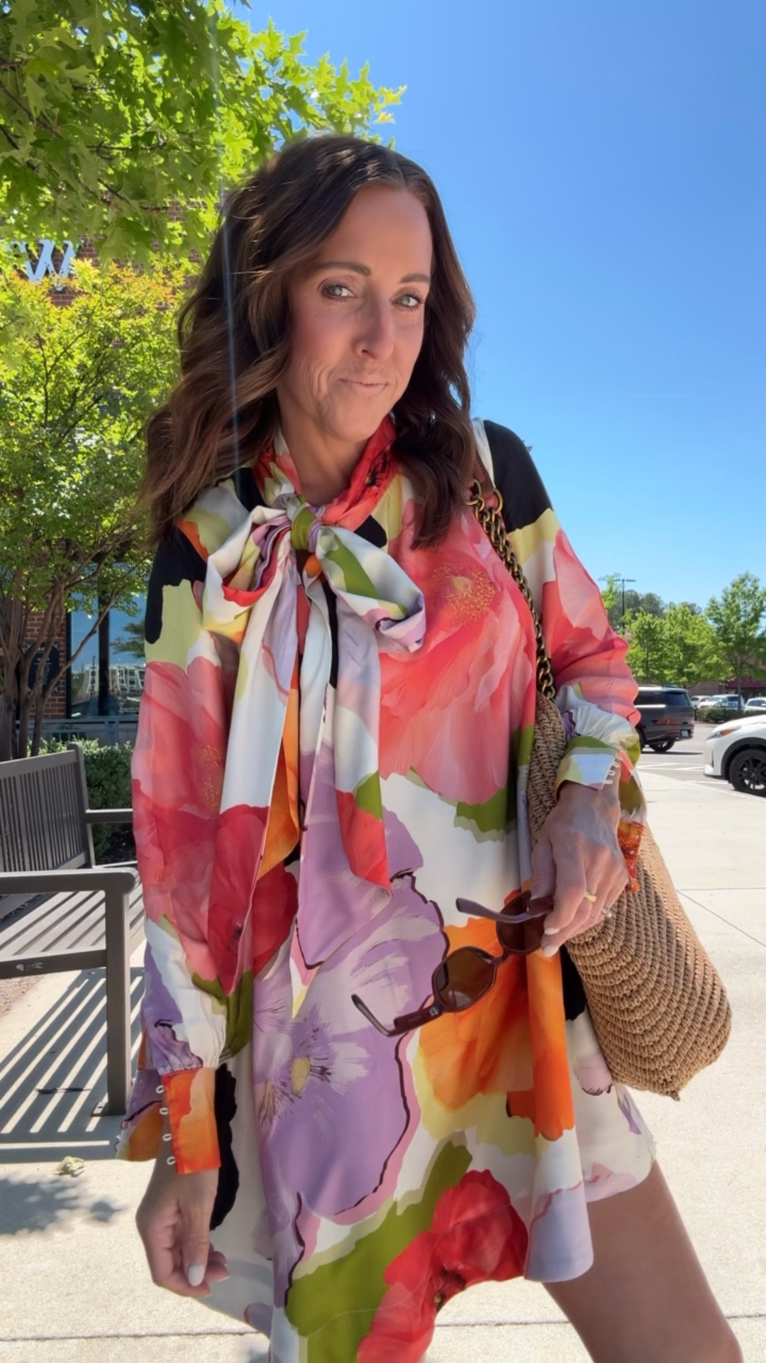 Mix your dressy & casual pieces. Tie neck dress. Summer floral dress. Summer event dress. 
Size XS petite
Sunglass code: TWOBLOGSJ 

#LTKSeasonal #LTKOver40 #LTKootd