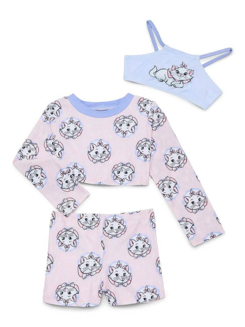 Character Toddler Girl Rash Guard and Bikini Swimsuit Set, 3-Piece, Sizes 2T-5T | Walmart (US)