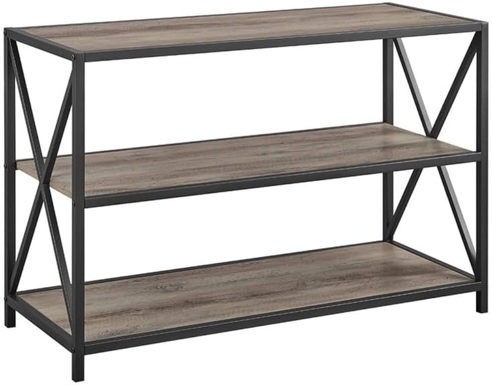 Walker Edison 2 Tier Open Shelf Industrial Wood Metal Bookcase Tall Bookshelf Home Office Storage... | Amazon (US)