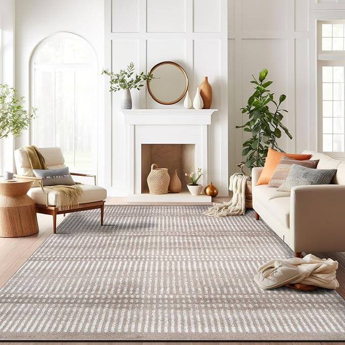 Rugshop Contemporary Stripe Lines High Traffic Living Room,Bedroom,Kitchen, Home Office High Traf... | Amazon (US)