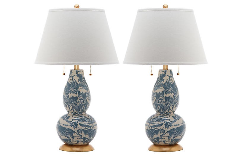 S/2 Libby Table Lamps, Blue | One Kings Lane