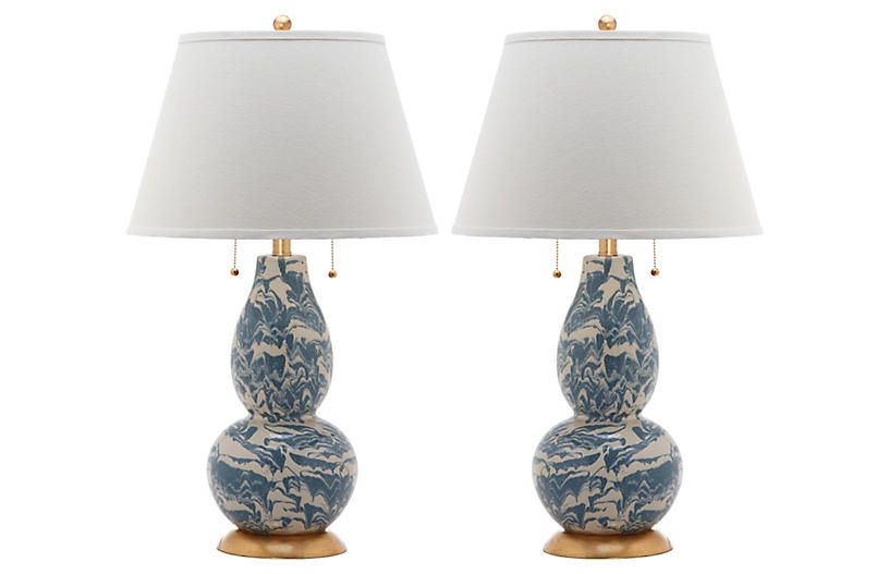 S/2 Libby Table Lamps, Blue | One Kings Lane