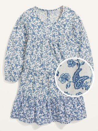 Long-Sleeve Floral Tiered Dress for Toddler Girls | Old Navy (US)