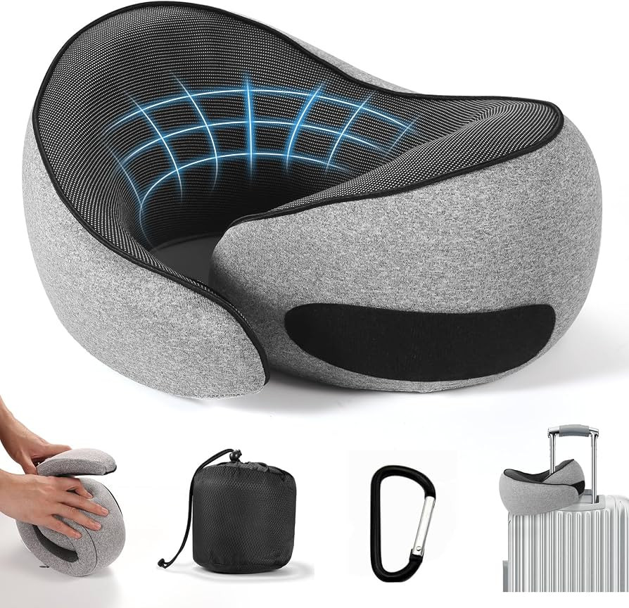 SZXYX Travel Pillows - 100% Pure Memory Foam Neck Pillow for Airplanes, Comfortable Breathable Co... | Amazon (US)