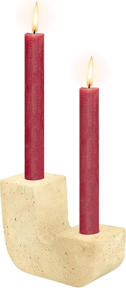 Valentines Day Gifts for Her - WORHE Candlestick Holders True Natural Travertine Stone Tapered Ca... | Amazon (US)