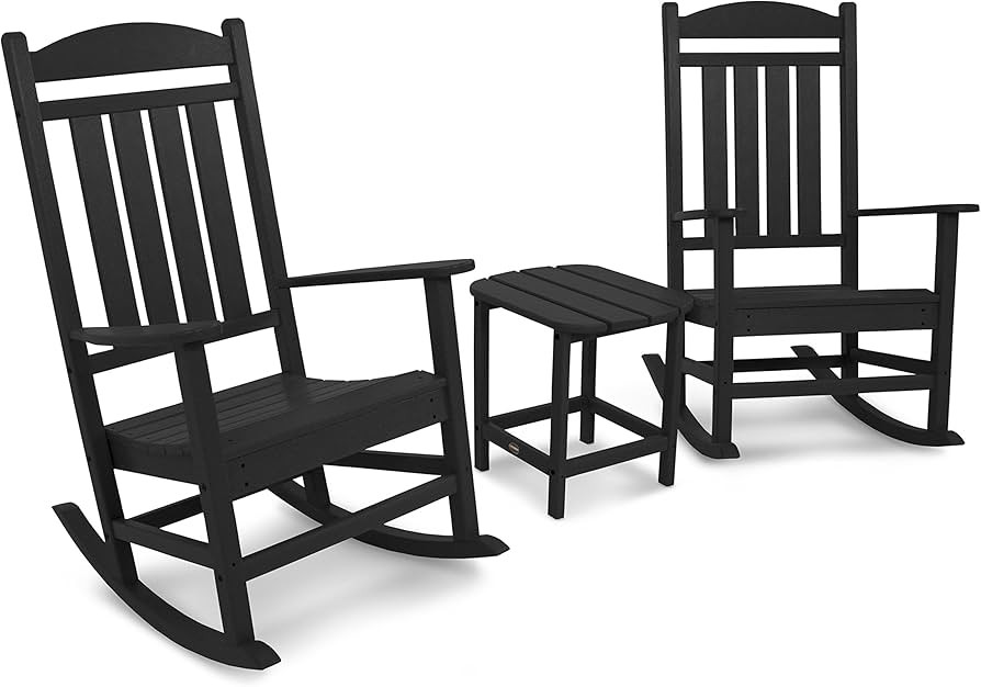 POLYWOOD PWS166-1-BL Presidential Rocker 3-Piece Rocking Chair Set, Black | Amazon (US)