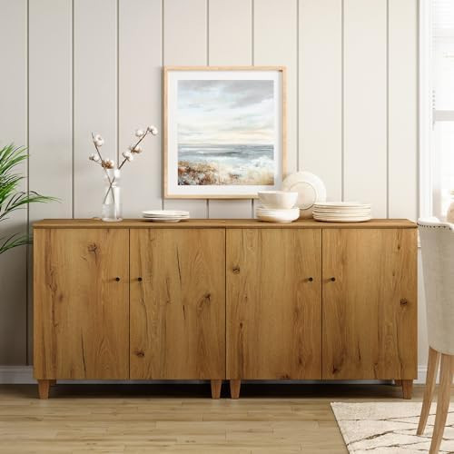 Wampat Sideboards Buffet Cabinets, 70.8" Wide Wooden Credenza Storage with 4 Doors, 2-in-1 Modern... | Amazon (US)