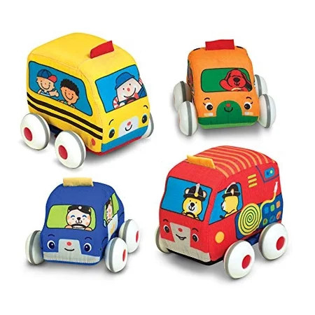 Melissa & Doug K s Kids Pull-Back Vehicle Set - Soft Baby Toy Set With 4 Cars and Trucks and Carryin | Walmart (US)