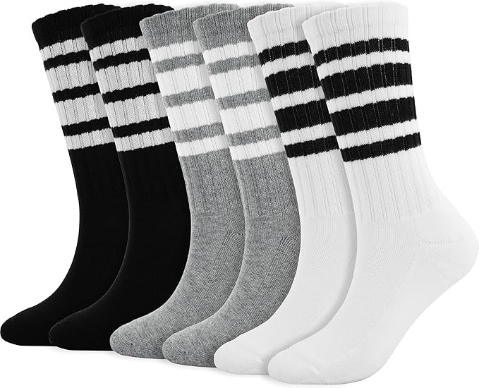 BomKinta Striped Crew Socks Women - Retro Novelty Socks - Stretchy Casual Athletic Cotton Gifts S... | Amazon (US)