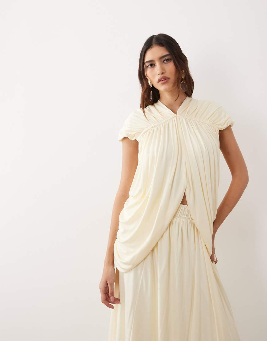 ARRANGE channel detail longline draped top co-ord in buttermilk-Yellow | ASOS (Global)