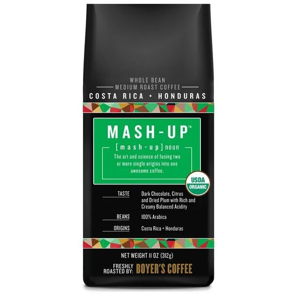 Boyer's Mash-Up Costa Rica + Honduras Blend Whole Bean Coffee, Medium Roast, 11 oz | Walmart (US)