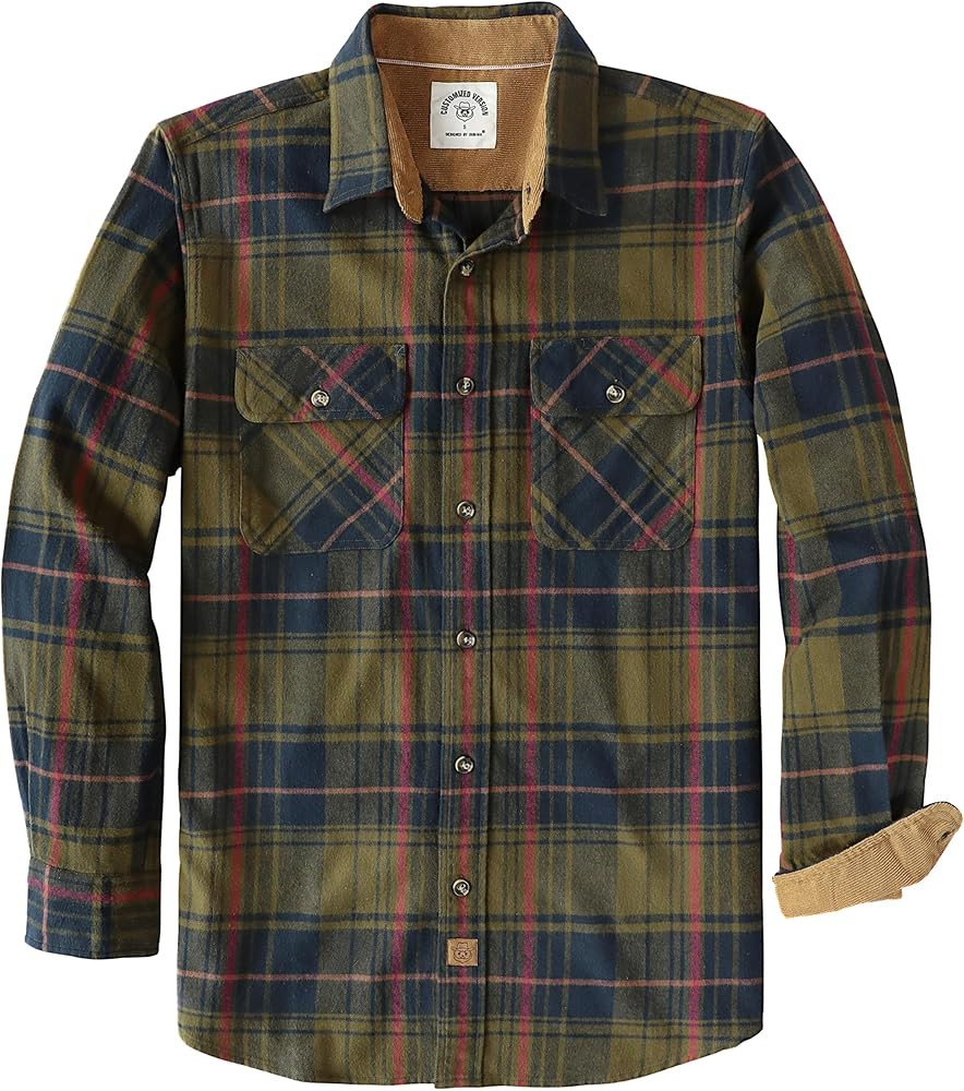 Dubinik® Mens Flannel Shirt Long Sleeve Button Down Plaid All Cotton Soft Brushed Flannel Shirt ... | Amazon (US)