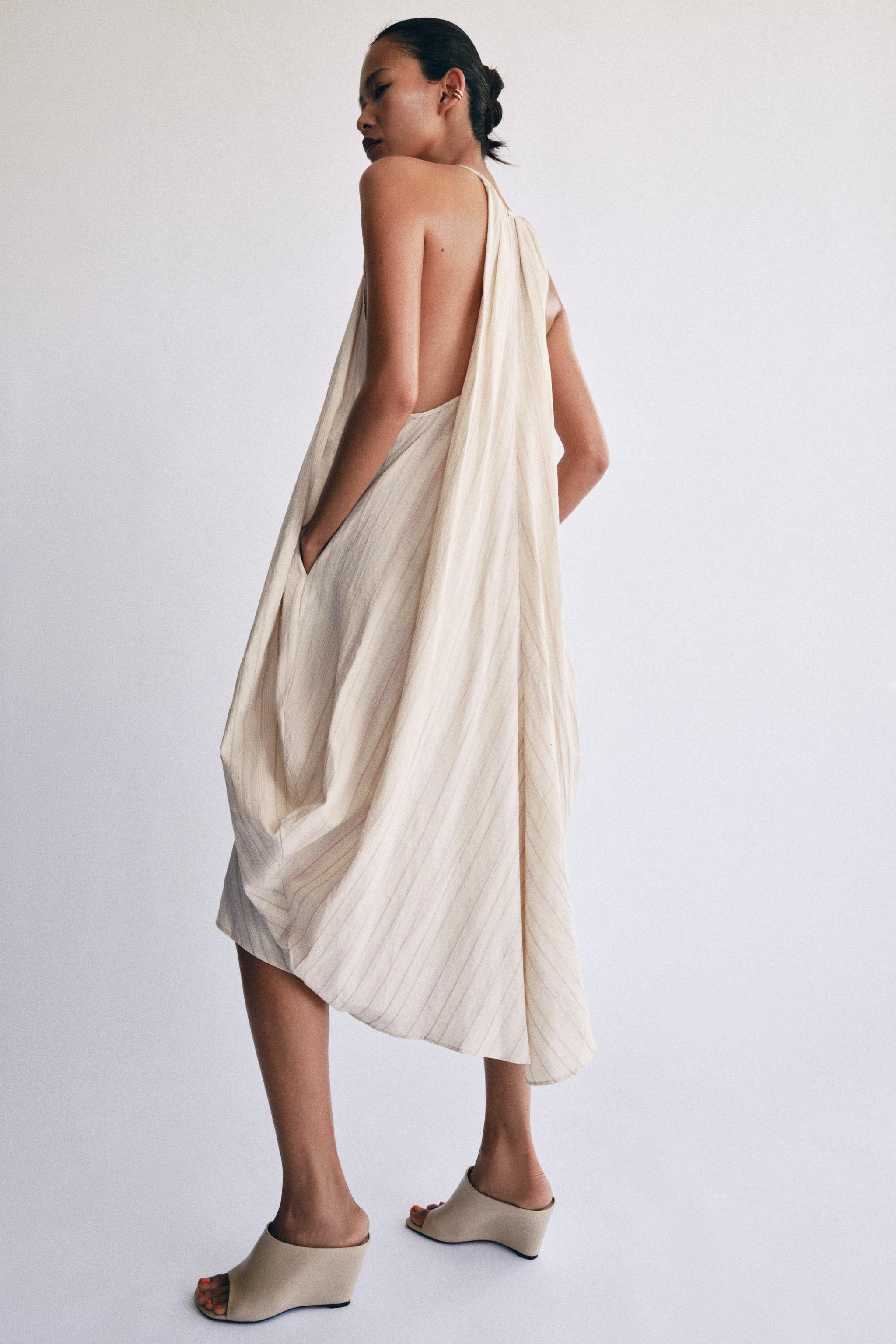 HALTER DRESS WITH LINEN ZW COLLECTION | Zara US